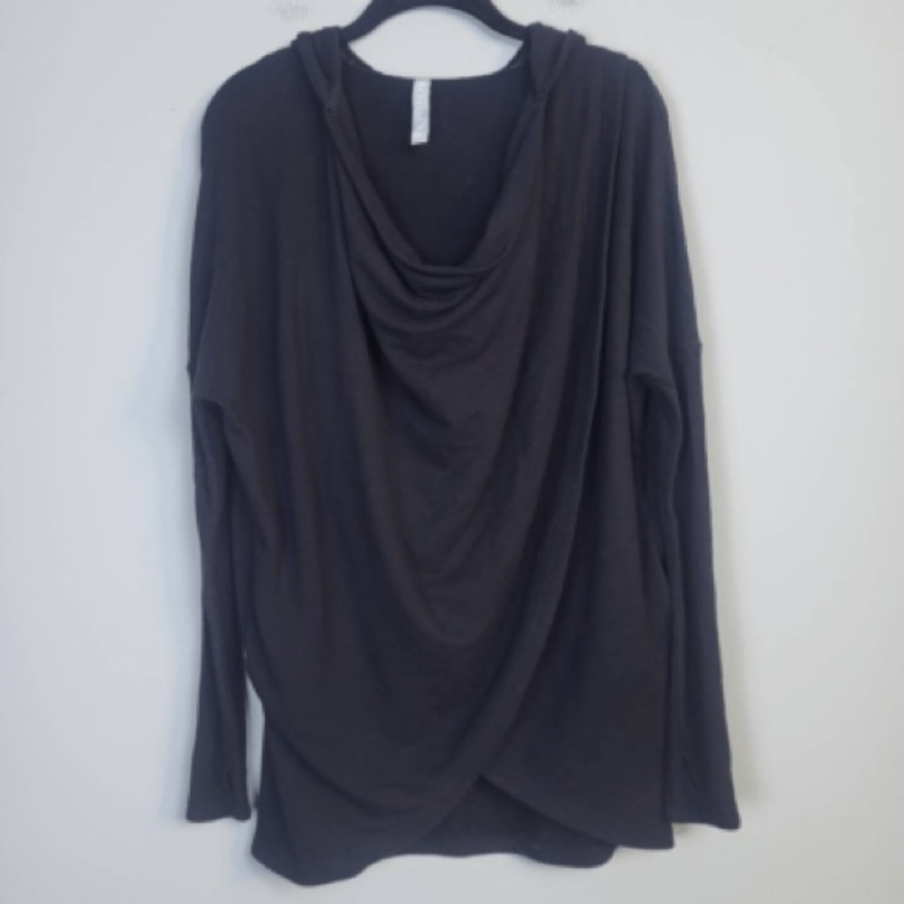 Athleta Black Draped Long Sleeve Blouse